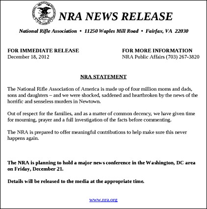 The BRAD BLOG : NRA Breaks Post-Newtown Silence: 'Prepared to ...